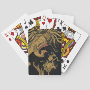 Vintage Japanse Phoenix Gold Black Bird Pokerkaarten