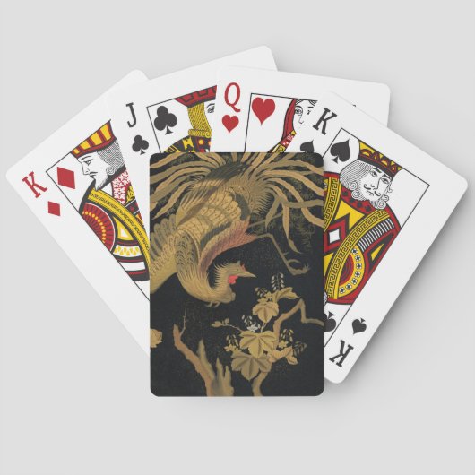 Vintage Japanse Phoenix Gold Black Bird Pokerkaarten (Achterkant)