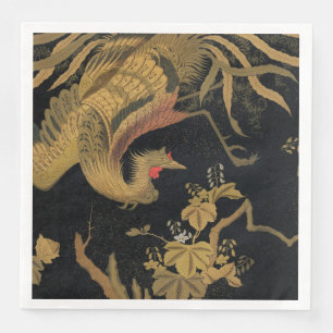 Vintage Japanse Phoenix Gold Black Bird Servet