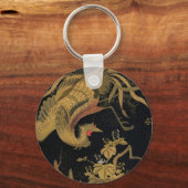 Vintage Japanse Phoenix Gold Black Bird Sleutelhanger (Achterkant)