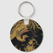 Vintage Japanse Phoenix Gold Black Bird Sleutelhanger (Achterkant)