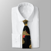 Vintage Japanse Phoenix Gold Black Bird Stropdas (Gebonden)