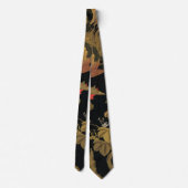 Vintage Japanse Phoenix Gold Black Bird Stropdas (Achterkant)