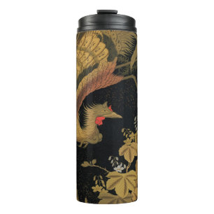 Vintage Japanse Phoenix Gold Black Bird Thermosbeker