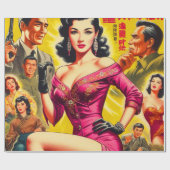 Vintage Japanse pulp vrouw Cadeaupapier (Vlak)