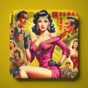 Vintage Japanse pulp vrouw Papieren Bordje