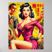 Vintage Japanse pulp vrouw Poster (Voorkant)