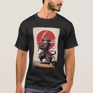 Vintage Japanse Samurai Kattenkrijger T-shirt