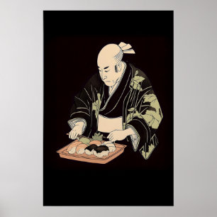 Vintage Japanse Sushi Kunstprint - Traditioneel Poster