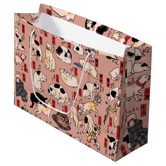Vintage Japanse Ukiyo-e Katpatroon: Kuniyoshi Groot Cadeauzakje (Voorkant Gekanteld)