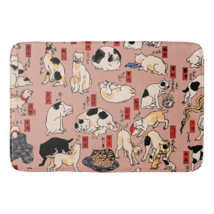 Vintage Japanse Ukiyo-e kattenpatroon: Kuniyoshi Badmat