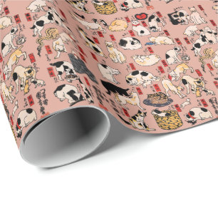 Vintage Japanse Ukiyo-e kattenpatroon: Kuniyoshi Cadeaupapier