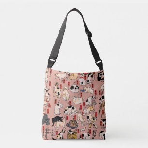 Vintage Japanse Ukiyo-e kattenpatroon: Kuniyoshi Crossbody Tas