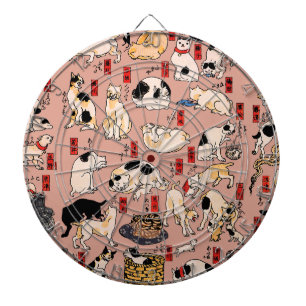 Vintage Japanse Ukiyo-e kattenpatroon: Kuniyoshi Dartbord