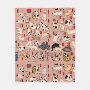 Vintage Japanse Ukiyo-e kattenpatroon: Kuniyoshi Fleece Deken