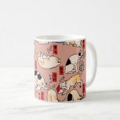 Vintage Japanse Ukiyo-e kattenpatroon: Kuniyoshi Koffiemok (Voorkant rechts)