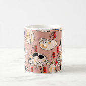 Vintage Japanse Ukiyo-e kattenpatroon: Kuniyoshi Koffiemok (Center)