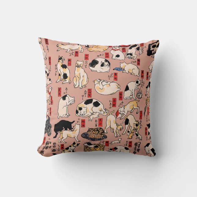 Vintage Japanse Ukiyo-e kattenpatroon: Kuniyoshi Kussen (Voorkant)