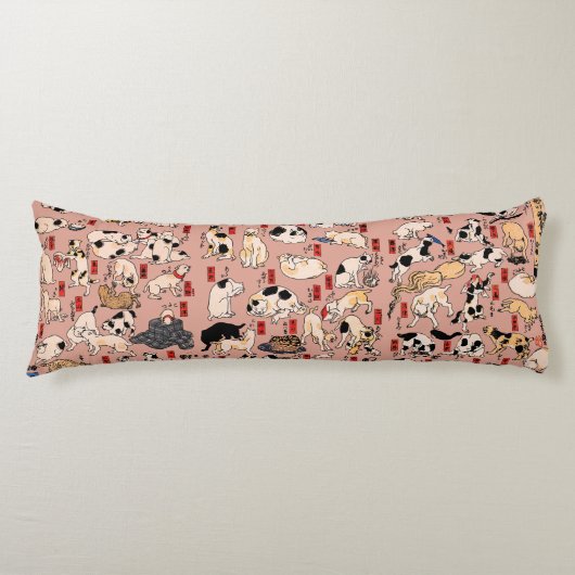 Vintage Japanse Ukiyo-e kattenpatroon: Kuniyoshi Lichaamskussen (Voorkant)