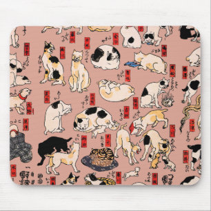 Vintage Japanse Ukiyo-e kattenpatroon: Kuniyoshi Muismat