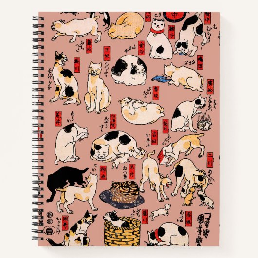 Vintage Japanse Ukiyo-e kattenpatroon: Kuniyoshi Notitieboek (Voorkant)