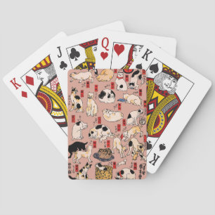 Vintage Japanse Ukiyo-e kattenpatroon: Kuniyoshi Pokerkaarten