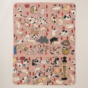 Vintage Japanse Ukiyo-e kattenpatroon: Kuniyoshi Sherpa Deken