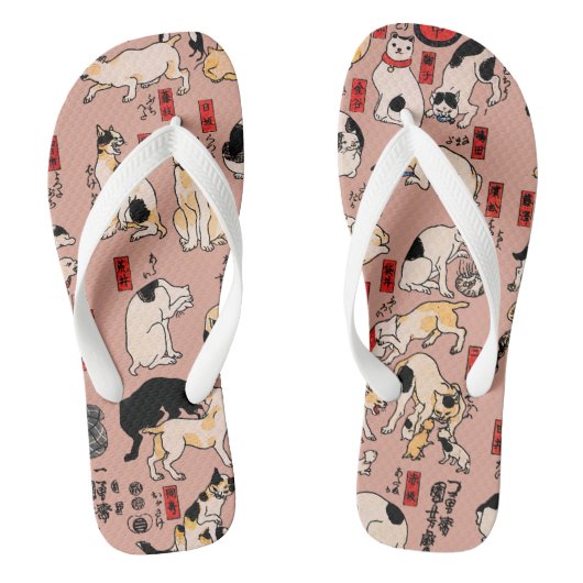 Vintage Japanse Ukiyo-e kattenpatroon: Kuniyoshi Teenslippers (Voetbed)