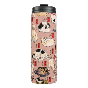 Vintage Japanse Ukiyo-e kattenpatroon: Kuniyoshi Thermosbeker