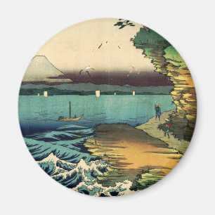 Vintage Japanse ukiyo-E Mt. Fuji 房州保田ノ海岸 Magneet