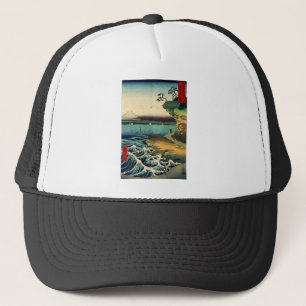 Vintage Japanse Ukiyo-e Mt. Fuji 房州保田ノ海岸 Trucker Pet