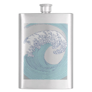 Vintage Japanse Ukiyo-e Surf Golf Kunst Blauw Kust Flacon