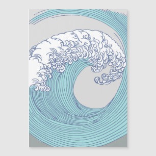 Vintage Japanse Ukiyo-e Surf Golf Kunst Blauwe Kus