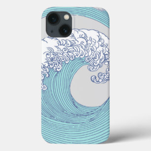 Vintage Japanse Ukiyo-e Surf Golf Kunst Blauwe Kus iPhone 13 Hoesje