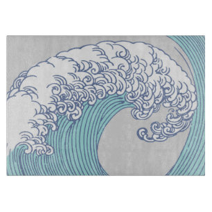 Vintage Japanse Ukiyo-e Surf Golf Kunst Blauwe Kus Snijplank