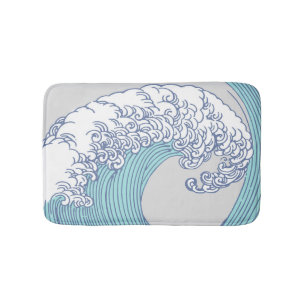 Vintage Japanse Ukiyo-e surf golfgolfkunst blauwe  Badmat