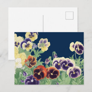 Vintage Japanse Viooltjesbloem Ukiyo-e Botanisch Briefkaart