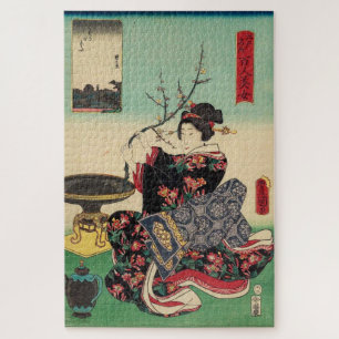 Vintage Japanse vrouw – Ukiyo-e Geisha bloemkunst Legpuzzel