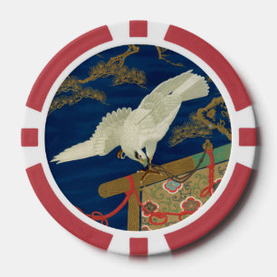 Vintage Japanse Witte Havik Kunst G.A. Audsley Poker Chips