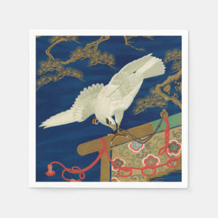 Vintage Japanse Witte Havik Kunst G.A. Audsley Servet