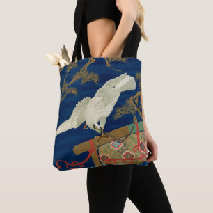 Vintage Japanse Witte Havik Kunst G.A. Audsley Tote Bag