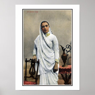 Vintage jaren 1900 India, Parsi Woman Poster