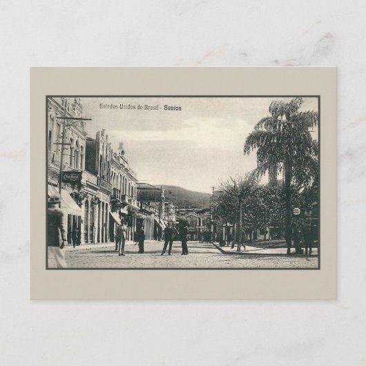 Vintage jaren 1900: Santos street scene Brazilië Briefkaart (Voorkant)