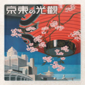 Vintage jaren 1930 Tokyo Japan Travel Poster Glass Glazen Onderzetter (Voorkant)