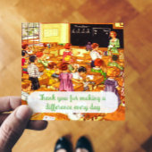 Vintage jaren 1940 Klaslokaal Bedankt Docent Kaart