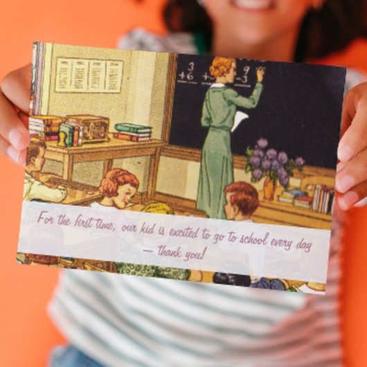 Vintage jaren 1940 Klaslokaal Bedankt Docent Kaart