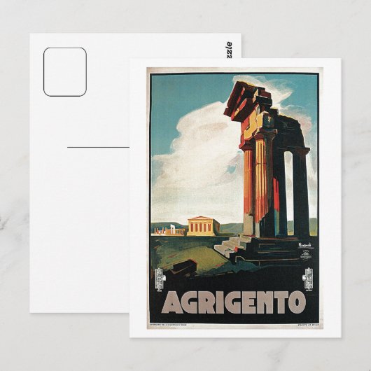 Vintage jaren 20 Agrigento Italiaans Briefkaart (Voorkant / Achterkant)