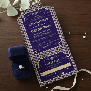 Vintage jaren '20 Art Deco Gatsby bruiloftcollecti All In One Uitnodiging