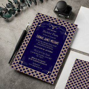 Vintage jaren '20 Art Deco Gatsby vrijgezellenfees Kaart