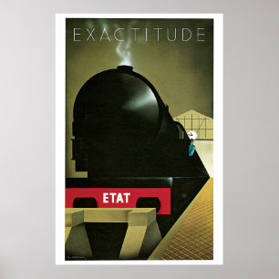 Vintage jaren 20: Frans kunstdecotreinverkeer Poster